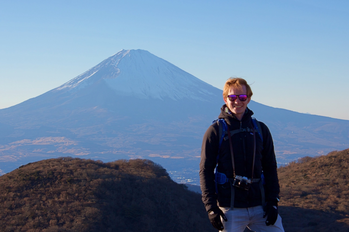 Ewan overlooking Mount Fuji