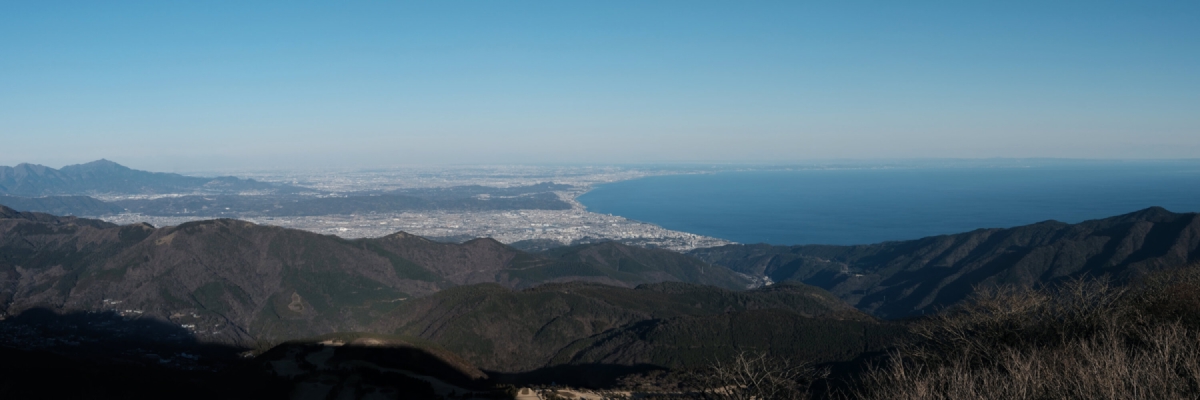 Panoramic view of Hakone coastline from the Komagatake of mount Hakone